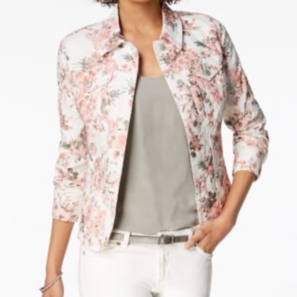Charter Club Pink Floral Jean Jacket